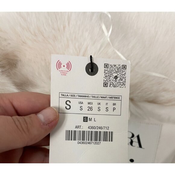 Zara Womens Faux Fur Jacket Coat Small S Ecru Ivory Beige Collared 4360/246 NWT - Picture 5 of 14